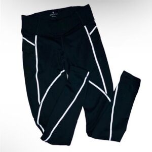 Athleta Black Leggings with White Trim